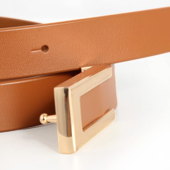 Womens Leather Belt For Pants Jeans Fashion Dresses Gold Buckle Skinny Belts😏 - Picture 7 of 7